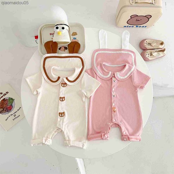 

korean 2023 summer baby onesie bear rabbit ear jumpsuit girl clothes suit for girls newborn baby things newborn pgraphy l230712, Blue