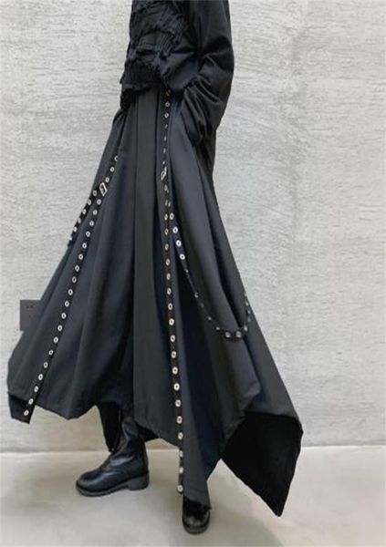

men ribbon dark black wide leg male women japan punk gothic harem trousers kimono skirt pants 2012228153715