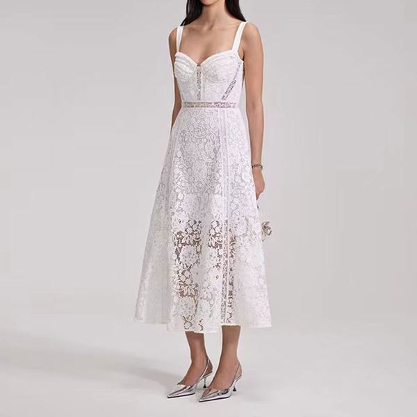 

designer dress early autumn women designer clothing white square neck lace luxury style off shoulder strap dress for women, Black;gray