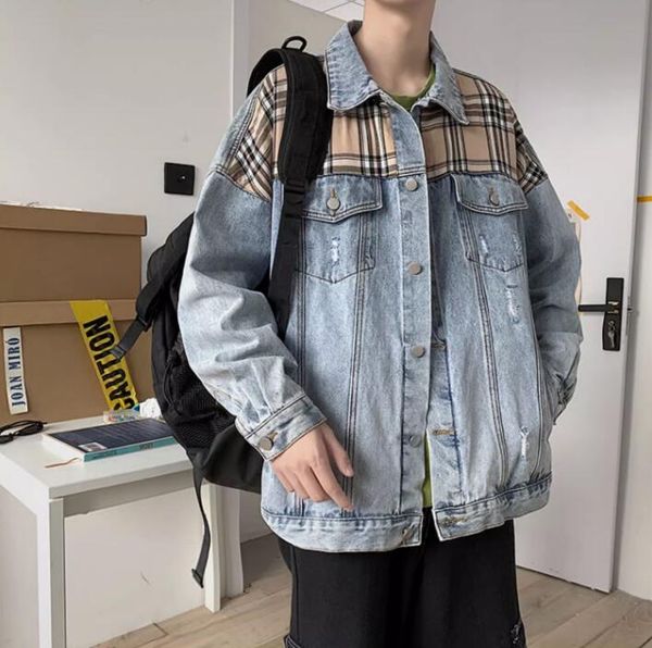 

mens jackets trend mens clothing autumn and winter fashion classic retro denim jacket ripped large size s-2xl, Black;brown