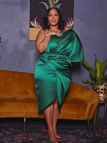 

basic casual dresses plus size women clothing one shoulder wedding dress big lady elegant satin short dress dresses 5xl wholesale bulk drops, Black;gray