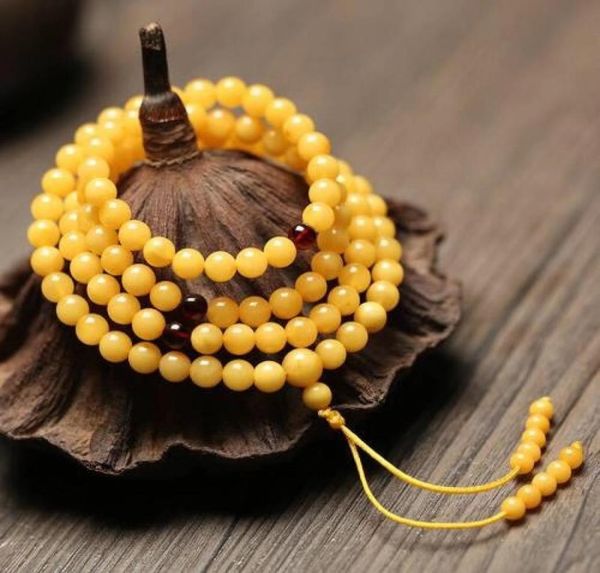 

natural amber beex chicken butter yellow old honey bracelet 108 beads for men and women strands8439805, Black