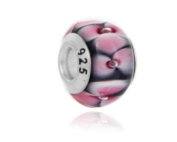 

10pcs pink flower 925 sterling silver murano lampwork glass beads charm big hole loose beads for european bracelet necklace christma9288568, Crystal
