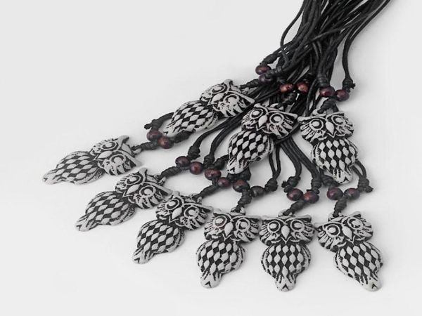 

drop 12pcs yak bone resin necklace whole with carving owl pendant5354074, Silver