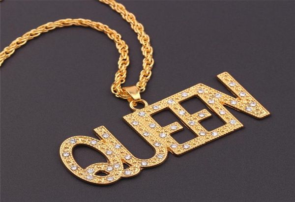 

diamond cross pendant necklaces for men women crystal rhinestone king queen letter charms fashion gold hip hop jewelry long chain 4724585, Silver