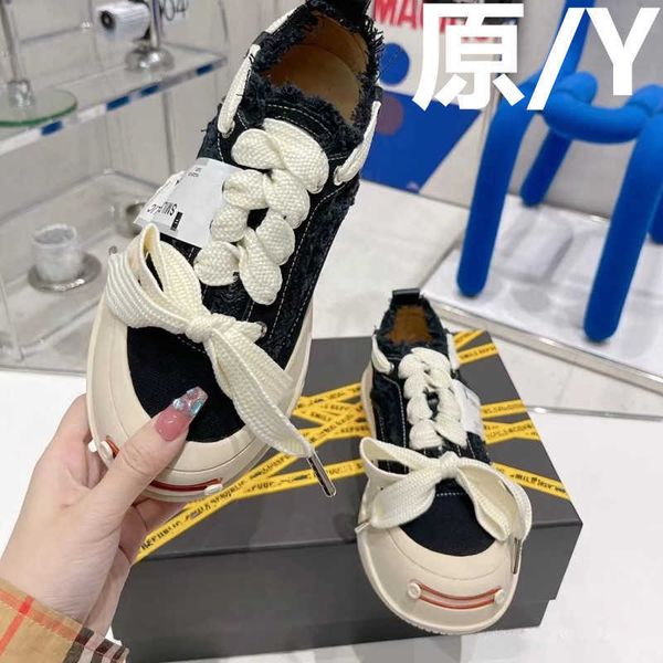 

casual shoes high version tan jianci same sr open-ended laughing canvas shoes women's tennis red thick bottom big head doll couple casu, Black