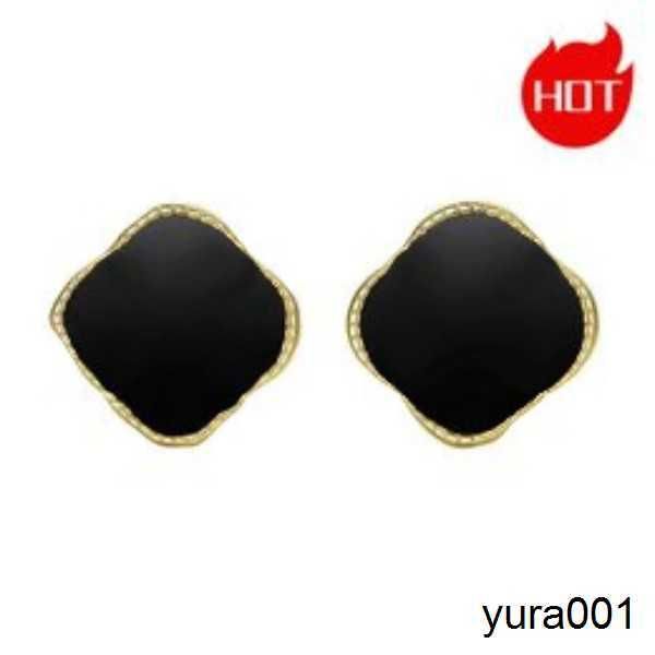 

fashion vintage four leaf clover stud earrings designers earrings 18k gold plated agate gifts for girlfriends on valentine's day, Golden;silver