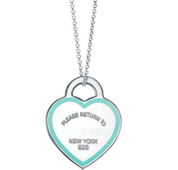 

s925 silver blue pink love heart designer pendant necklaces for women brand luxury nice crystal diamond elegant charm link chain choker neck