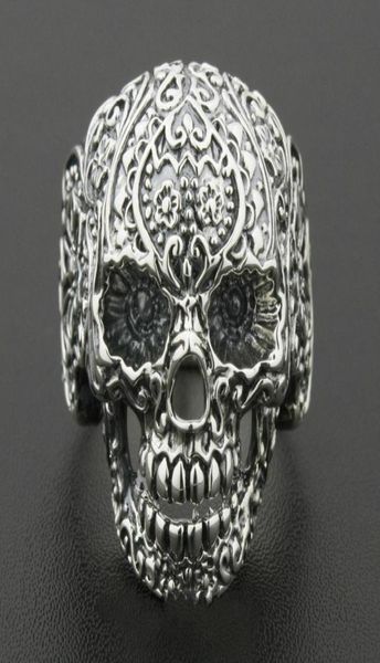 

solid 925 sterling silver skull ring mens biker rock punk style us size 8 to 125431732