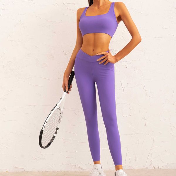 

new thread spaghetti strap sports underwear gathers and wraps back yoga suit