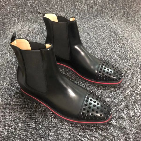 

designer red bottoms boot platform casual shoes loafers rivets low studed designers shoe mens fashion red bottomes sneakers trainers eur 38-, Black