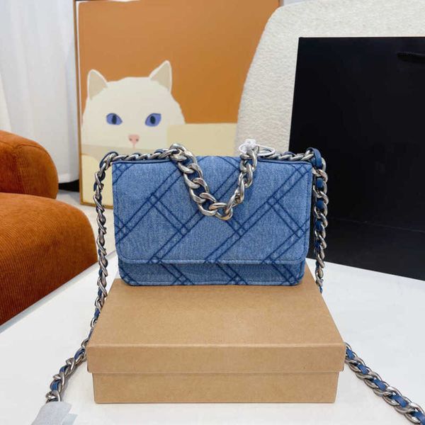 

cc shoulder bags womens classic lattice designer bag purse handbag woman mini thick chain crossbody bags denim all-match fashion tote bag so