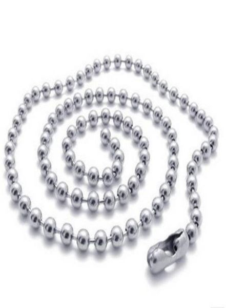 

100pcs 24mm 50cm 60cm 70cm silver tone ball beads beaded necklace chain 8972671