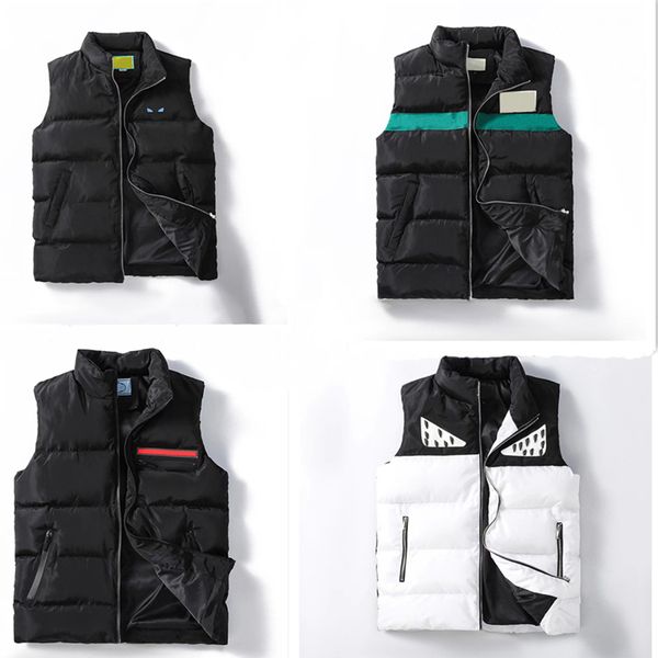

designer mens clothing designer vest men jacket fashion standing neck letter embroidery printed down tank coat autumn winter warm lightweigh, Black;white