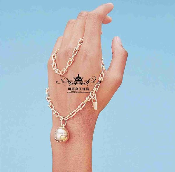 

925 sterling silver tiffay wrapped bracelet light luxury niche horseshoe chain bamboo knot couple bracelet round ball bracelet, Golden;silver