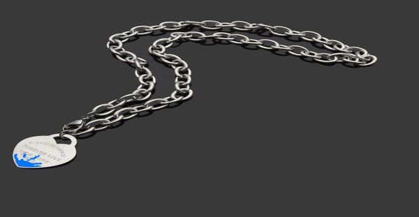 

luxuries chunky chain green enamel heart necklaces gold silver branded women stainless pendants necklace o t chain style6577418