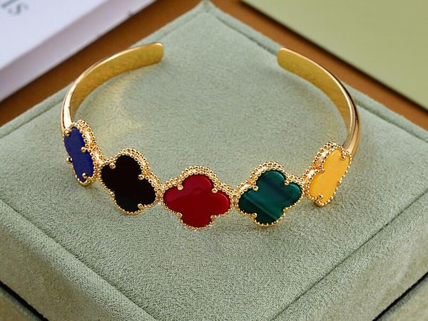 

realfine888 3a wedding bracelets vanca 5 motifs size 18 bracelet in gold iconic jewelry luxury designer for woman with box, Golden;silver