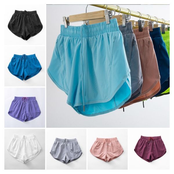 

nwt women shorts loose side zipper pocket shorts gym workout running shorts drawcord outdoor short anti-glare yoga shorts lu-168, Black;white