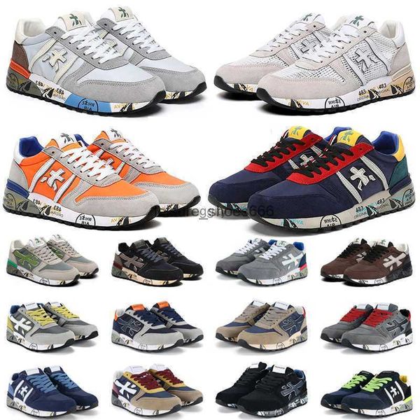 

premiata running shoes mens trainers triple black white grey neon blue suede mens running trainers outdoor sports sneakers size 40-45