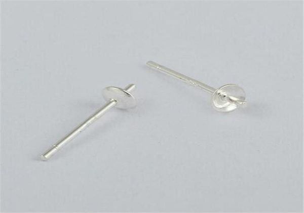 

earring settings 925 sterling silver simple stud earrings post pin with cup cap 50 pairs whole5423402, Slivery;crystal