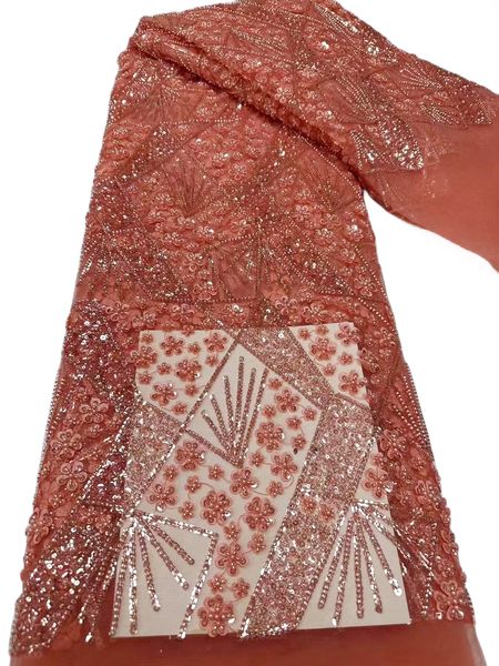 

2023 5 yards sequins lace fabric african ladies evening party formal costume tulle beaded sewing fabric for nigerian women dress net craft p, Black;white