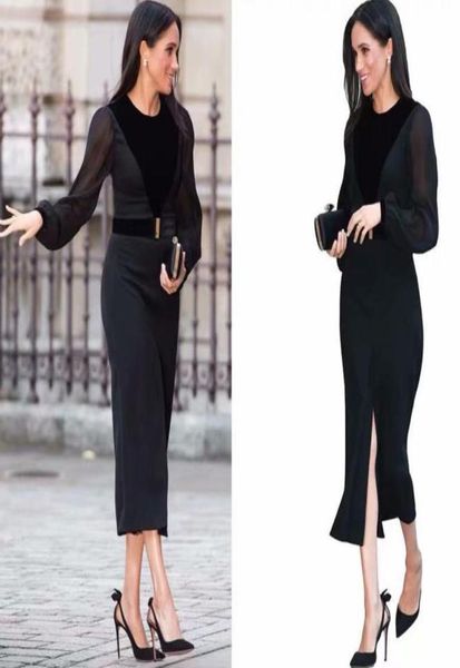 

casual dresses long dress designer autumn women039s fashion work party elegant chic pencil black sleeve8484923, Black;gray