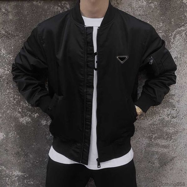 

2023 men hoodie classic casual brand jacket shirt double woven material oversized bomber jackets arm pocket decoration asian size v-neck thr, Black