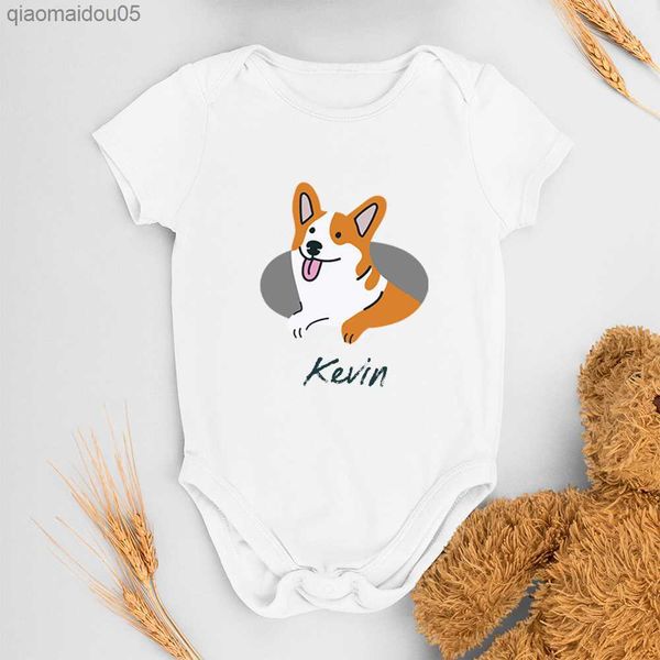 

personalized name baby boy girl onesies custom name onesies baby short sleeve newborn jumpsuit cotton baby romper l230712, Blue