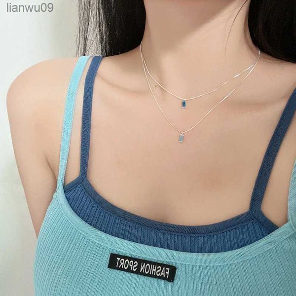 

meetsoft temperament 925 sterling silver blue square zircon clavicle chain necklace for women girl fine jewelry elegant party l230704
