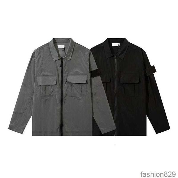 

toney brand jackets coat metal nylon functional shirt double pocket jacket reflective sun protection windbreaker jacket men size m-2xl, Black;brown
