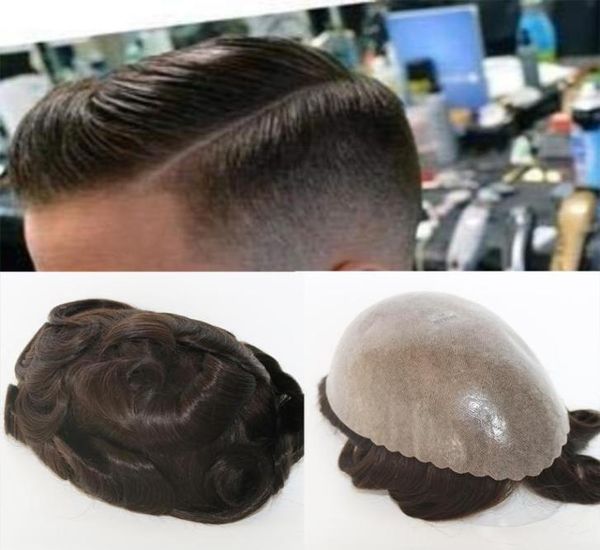 

durable 012 to014mm skin toupee for men men039s hair pieces replacement system 1b10 color 100 human hair mens wig2850899, Black