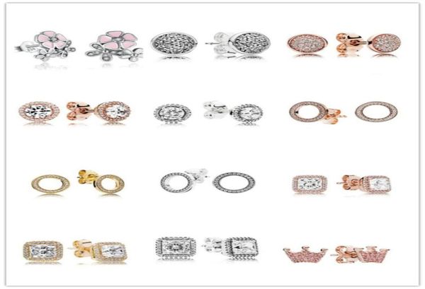 

original box 925 sterling silver earrings 18k rose gold signature stud earrings for women designers earring52856903253388, Golden;silver