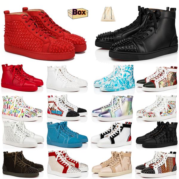 

2023 red bottoms designer casual dress shoes high platform womens men trainers red black white blue pink split shoes size eur 36-47 outdoor