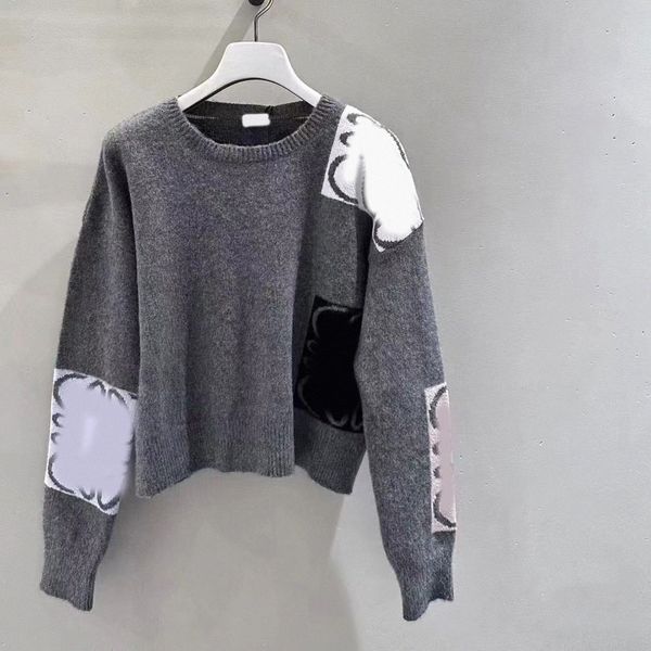 

winter autumn womens sweaters pullover jacquard vintage round neck long sleeve knitting print loose fashion knitts m2do#, White;black