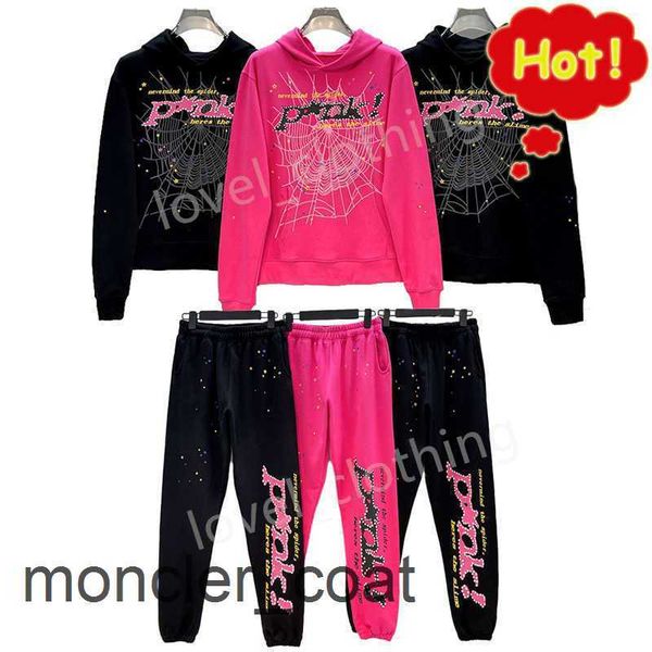

sp5der young thug pink men women hoodie designer fashion foam print spider web graphic letter sweatshirts pullovers clothing size s-xlm8s1, Black