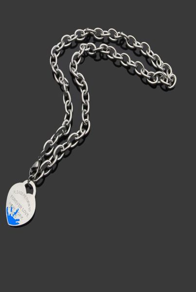 

luxuries chunky chain green enamel heart necklaces gold silver branded women stainless pendants necklace o t chain style7662703