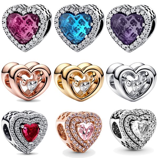 

selling fashion 925 silver love charms girlfriends jewelry gift heart shaped beads diy fit pandora pendants bracelets designers necklaces fo, Bronze;silver
