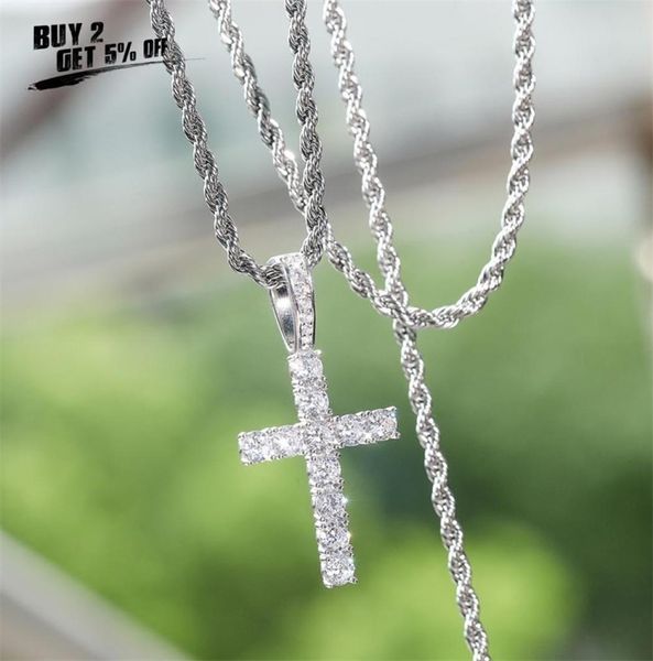 

vip pico harvey cross pendant necklace micro pave aaa cubic zirconia stones for gift hip hop jewelry 2106169905236, Silver