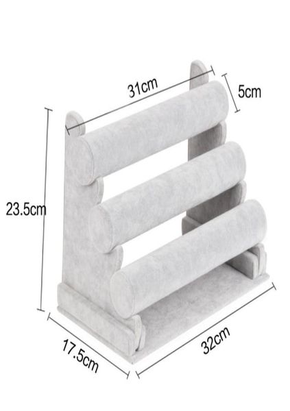 

tonvic whole grayblack velvetleather jewelry display t bar removable 3 tier for bangle bracelet watch headband stand holder 6641164920952, Black