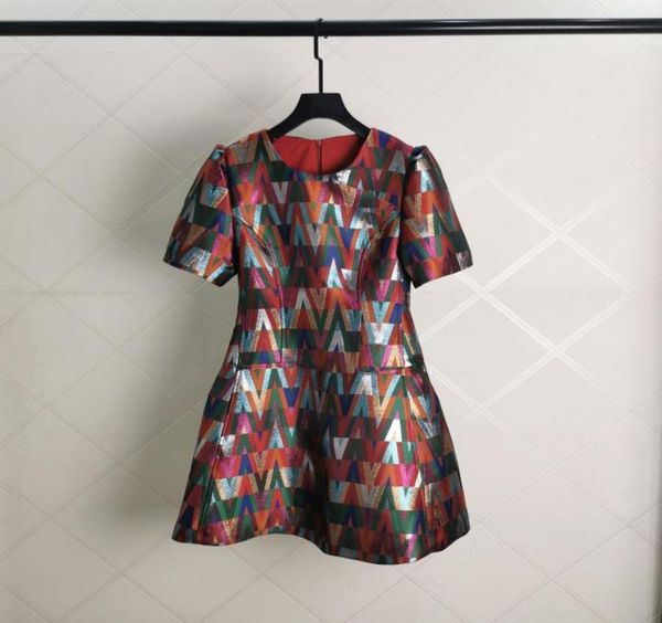 

2022 european fashion short sleeve light extravagant waist aline dress9506087, Black