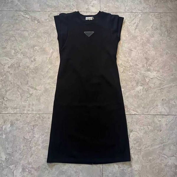 

women casual dresses summer dress classic vintage knit dress fashion designer clothes full letter luxurious senior short sleeves long sleeve, Black