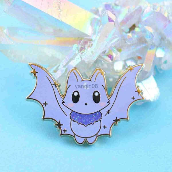 

pins brooches cartoon moon purple bat hard enamel pin goth creepy bats metal brooch accessories kawaii cute animal badge jewelry hkd230807, Gray