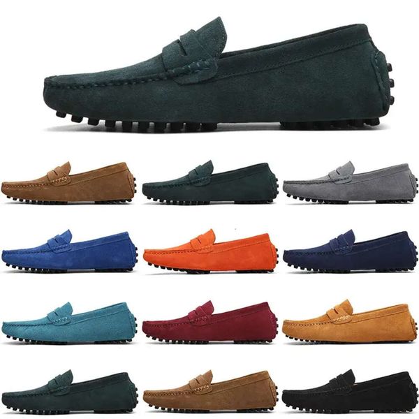 

shoes men black light casual blue red gray orange green brown mens slip on lazy suede leather shoe big size 38-47 dark navy960 s