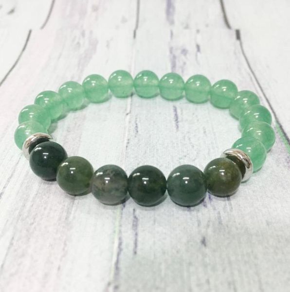 

mg0362 natural 8 mm moss agate bracelet for women trendy green aventurine yoga bracelet therapeutic stress relief jewelry8905181, Black