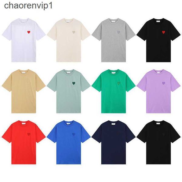 

2022 mens designers paris amis t shirt tone-on-tone love embroidery fashion street casual joker round neck cotton short sleeves for mennew, White;black
