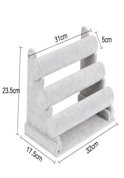 

tonvic whole grayblack velvetleather jewelry display t bar removable 3 tier for bangle bracelet watch headband stand holder 6641169004981, Black