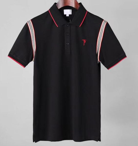 

short-sleeved t-shirt men's summer new white half-sleeved lapel polo shirt men's clothing fashion brand men's t-shirt, White;black