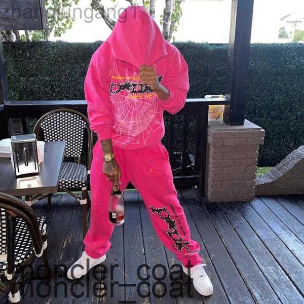 

22aa designer pullover pink sp5der young thug 555555 hoodies senior classic leisure multicolor autumn winter men shoe printing spider web s4, Black