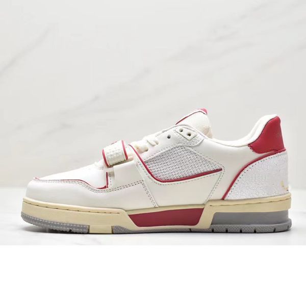 

designer sneaker virgil trainer casual shoes denim embossed calfskin leather abloh white green blue letter platform low sneakers luxury size, Red;white