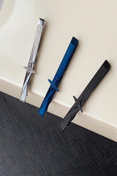 

m03 designer tie clip titanium steel metal fashion steels silver ties pins bar buckle with box9912857